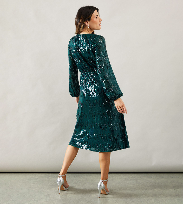 green emerald velvet dress Kathrin Green Embellished Satin Panel Maxi Dress