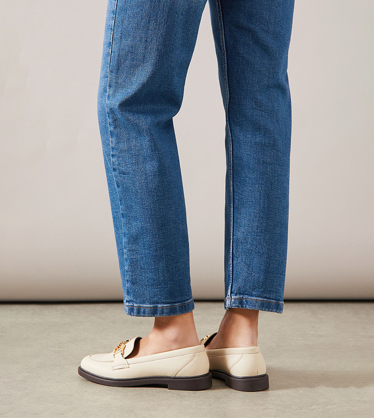 Lineka Faux Leather Metal Snaffle Smart Loafers