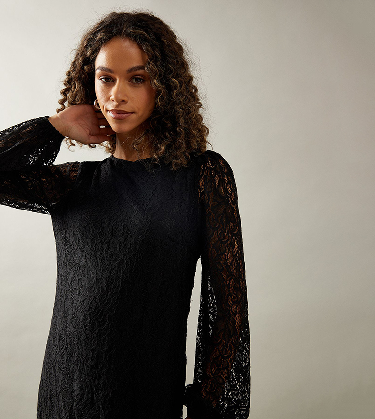 Buy Wallis Tall Lace Shift Dress In Black | 6thstreet Qatar