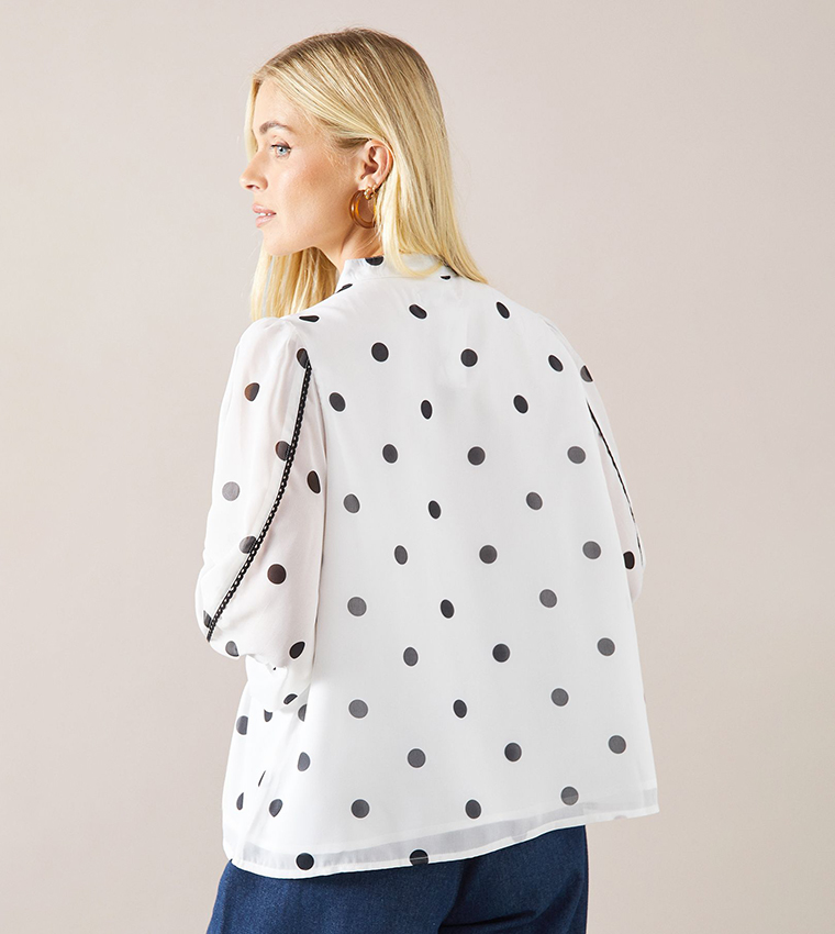 Petite Spot Print Button Front Top