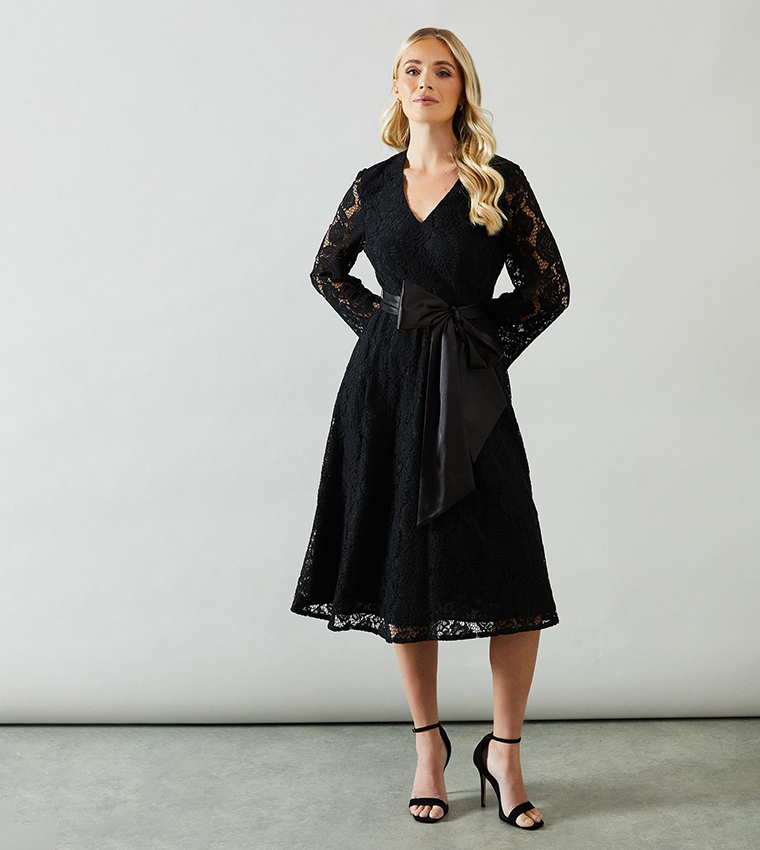 wallis black lace dress Black Wallis Lace Midi Dress