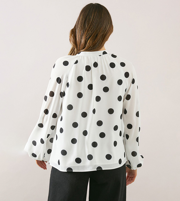 Spot Asymmetric Ruffle Top