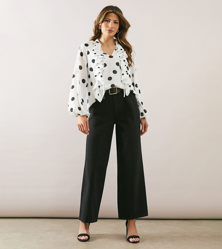 Spot Asymmetric Ruffle Top