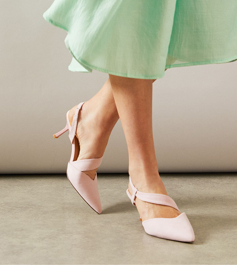 Evelyn Asymmetric Slingback Kitten Heel Pumps