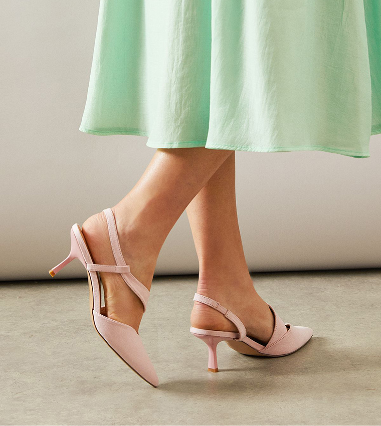 Evelyn Asymmetric Slingback Kitten Heel Pumps