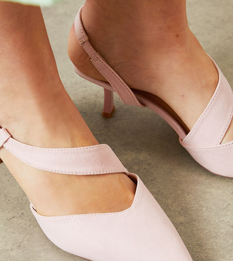 Evelyn Asymmetric Slingback Kitten Heel Pumps