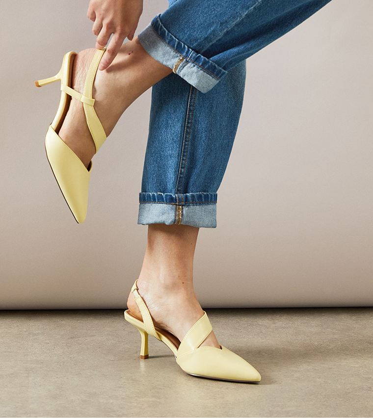 Evelyn Asymmetric Slingback Kitten Heel Pumps