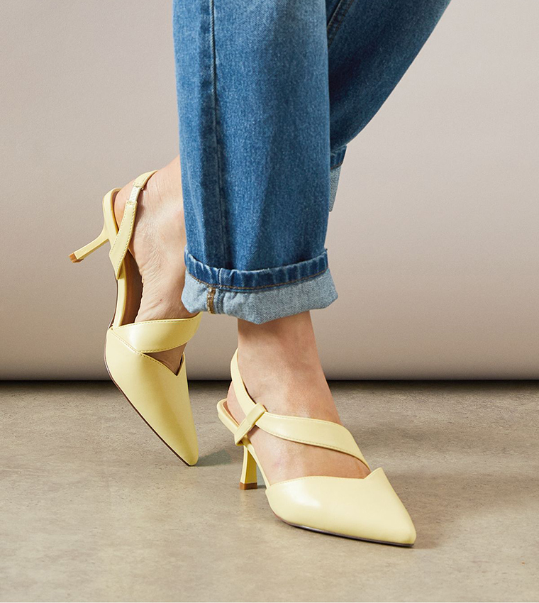 Evelyn Asymmetric Slingback Kitten Heel Pumps