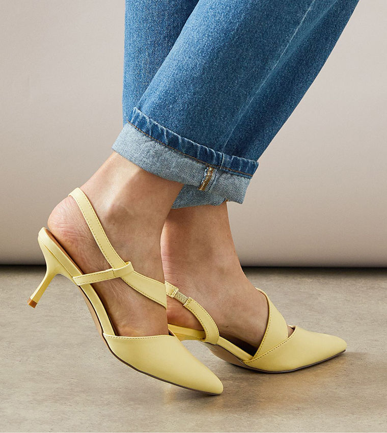 Evelyn Asymmetric Slingback Kitten Heel Pumps