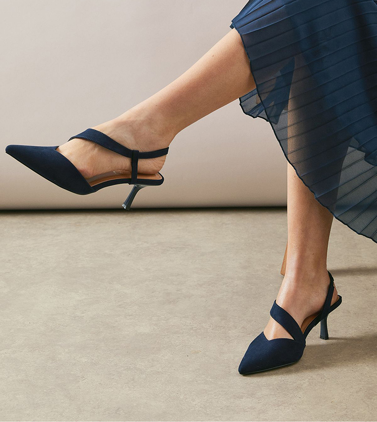 Evelyn Asymmetric Slingback Kitten Heel Pumps