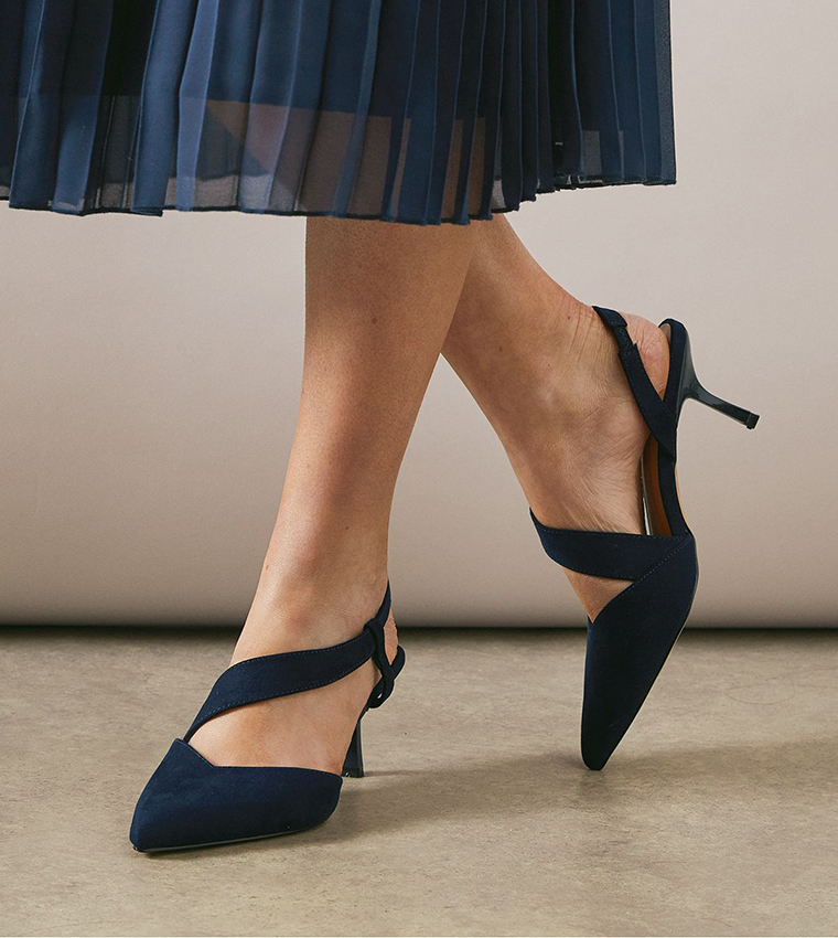 Evelyn Asymmetric Slingback Kitten Heel Pumps