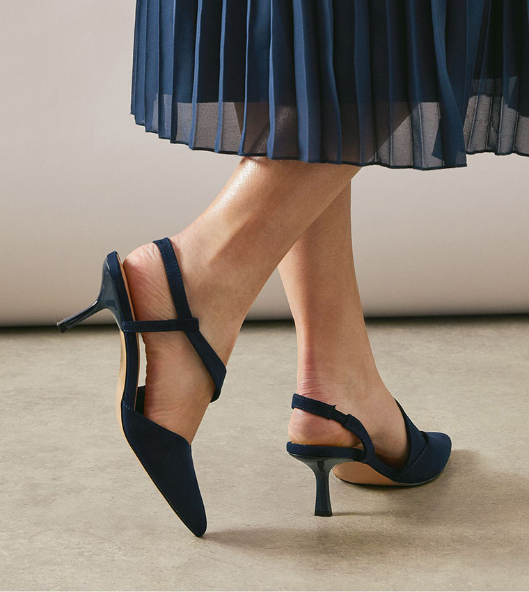 Evelyn Asymmetric Slingback Kitten Heel Pumps