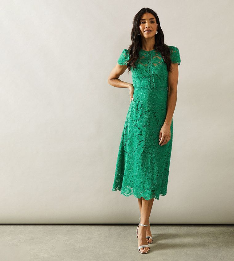 Lace Fit and Flare Midi Dress