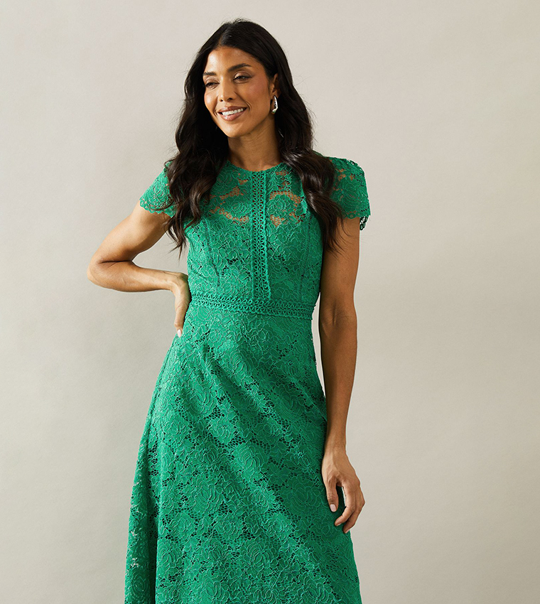 Lace Fit and Flare Midi Dress