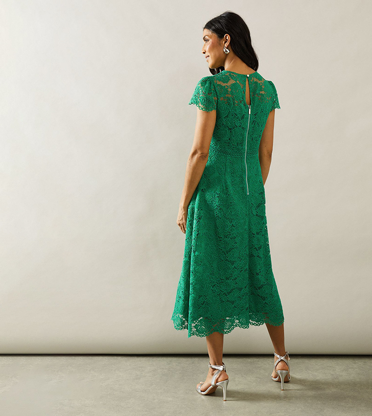 Lace Fit and Flare Midi Dress