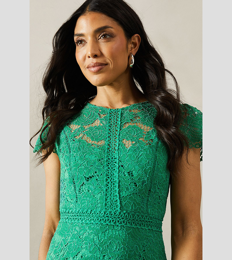 Lace Fit and Flare Midi Dress