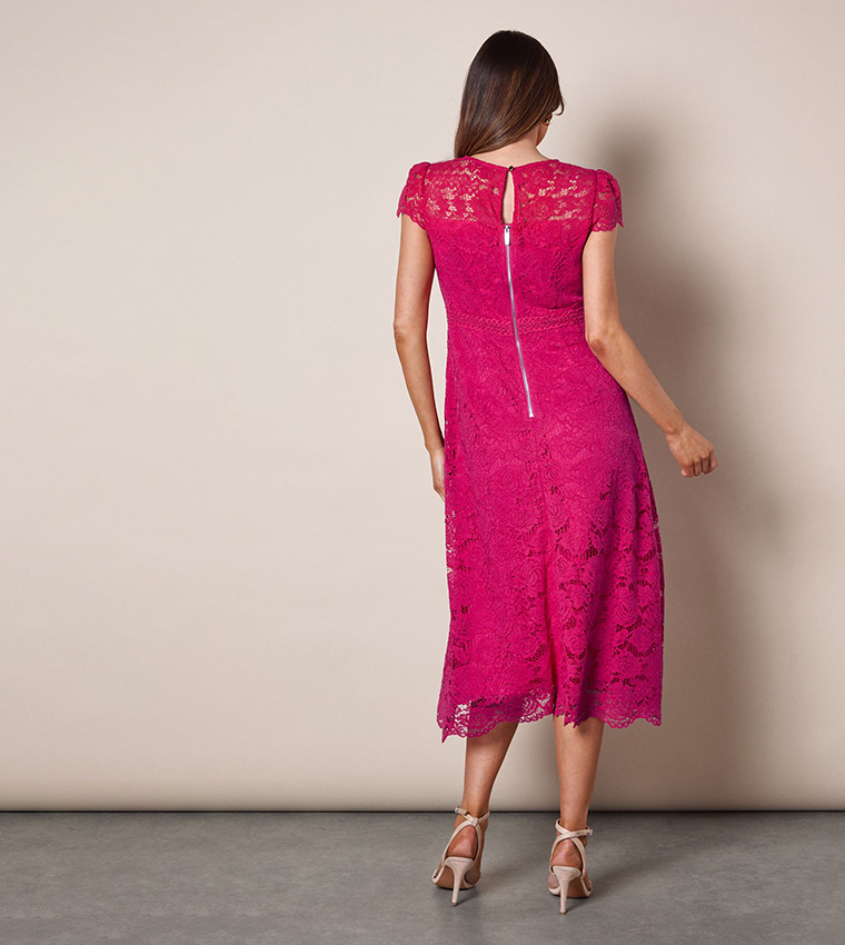 Lace Fit and Flare Midi Dress
