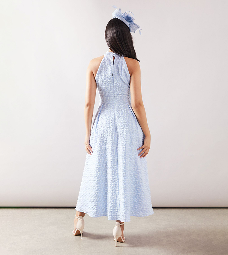 Petite Floral Jacquard Halterneck Midaxi Dress