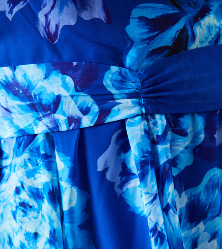 Floral Chiffon Twist Front Midi Dress