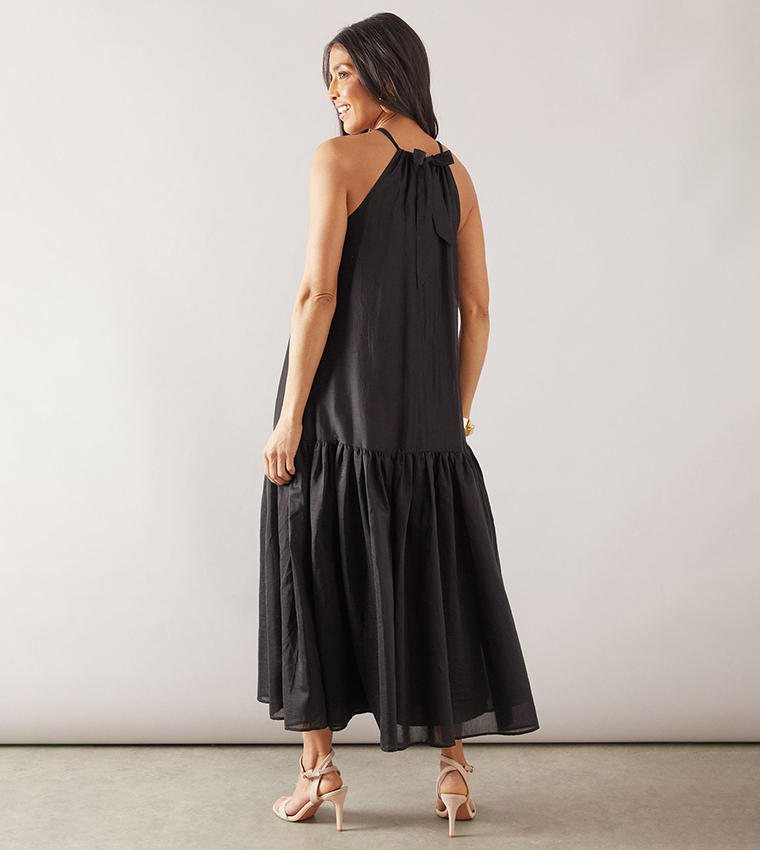 Halterneck Drop Hem Midaxi Dress