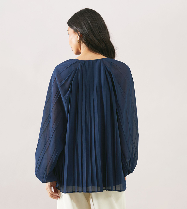 Pleated V-Neck Top