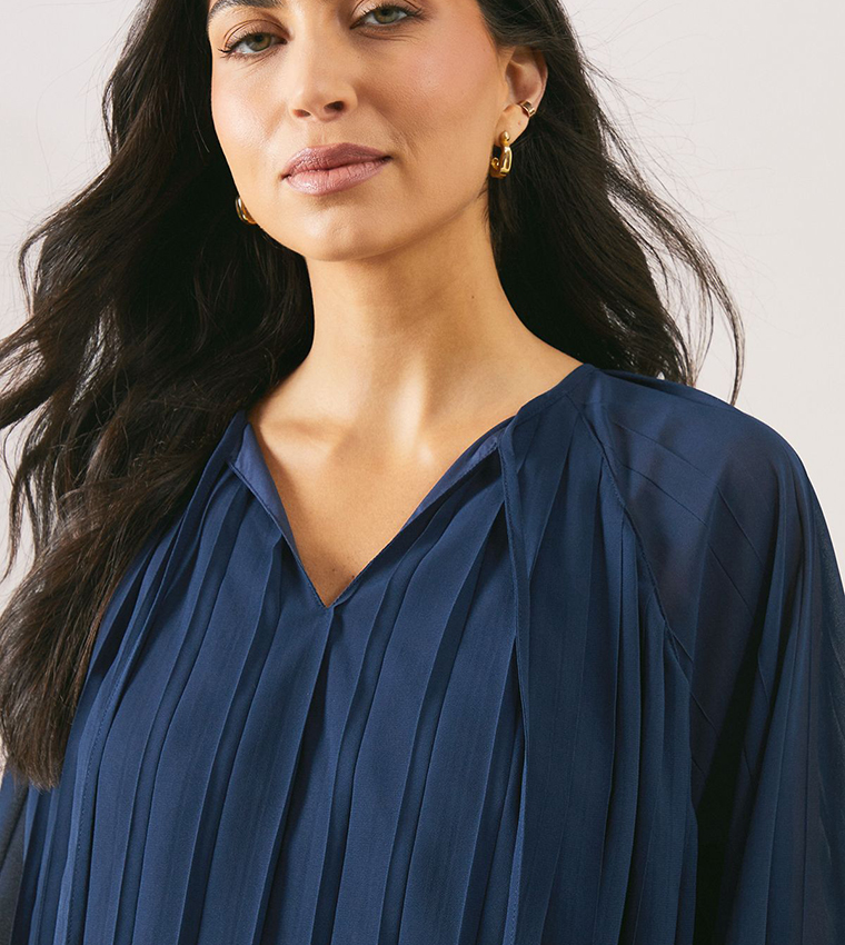 Pleated V-Neck Top