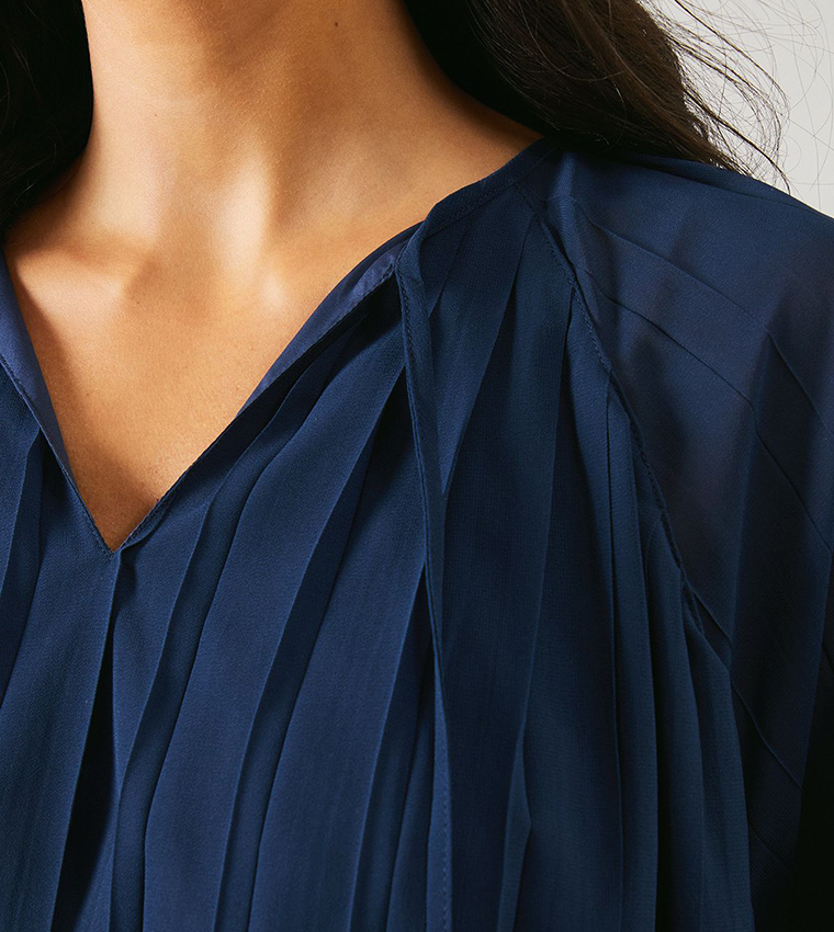 Pleated V-Neck Top