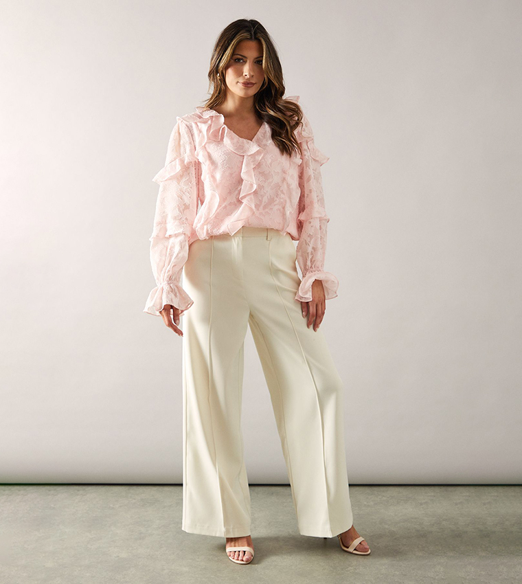 Long Sleeves Frill Detail Top
