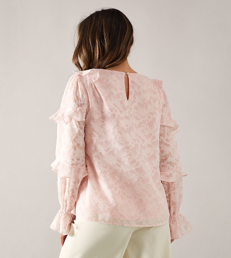 Long Sleeves Frill Detail Top