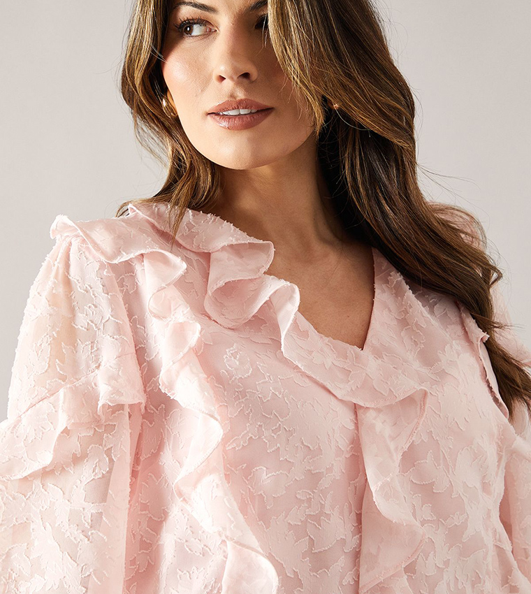 Long Sleeves Frill Detail Top
