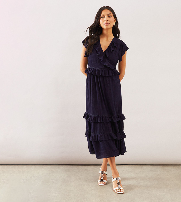 Cheesecloth Ruffle Tiered Midaxi Dress