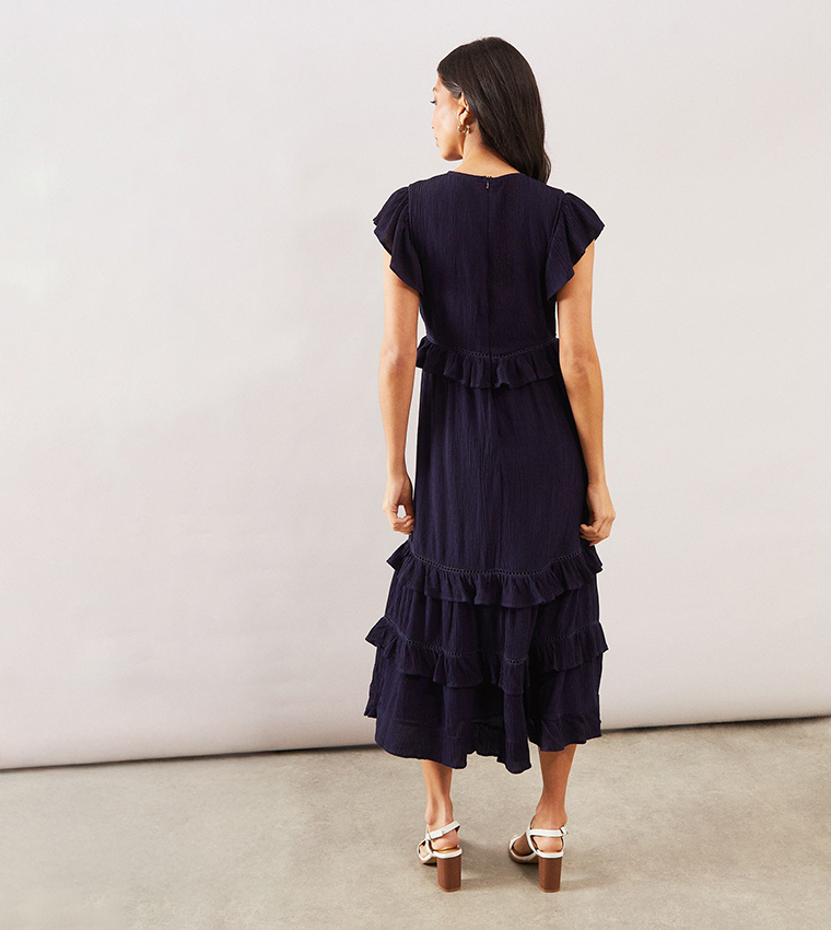 Cheesecloth Ruffle Tiered Midaxi Dress