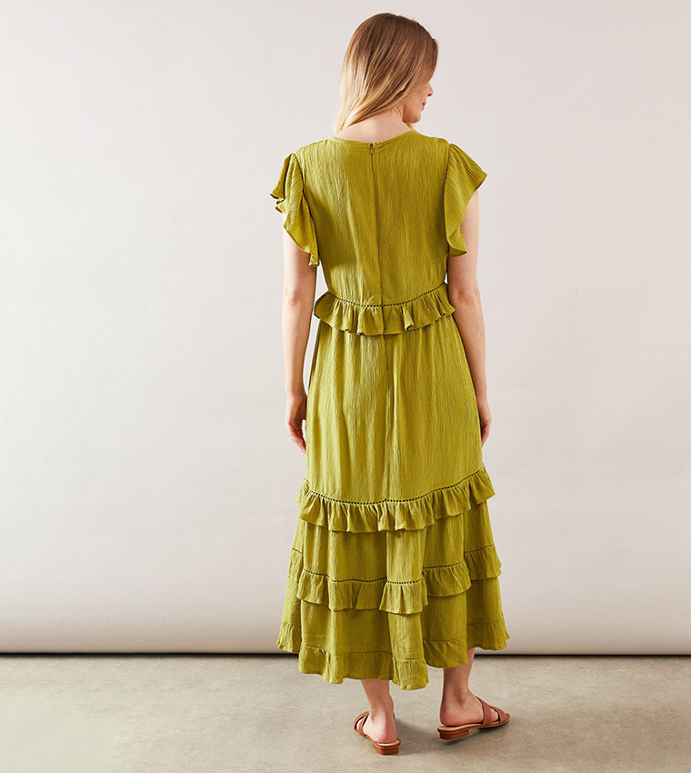 Cheesecloth Ruffle Tiered Midaxi Dress