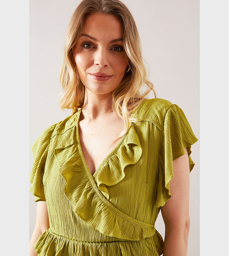 Cheesecloth Ruffle Tiered Midaxi Dress