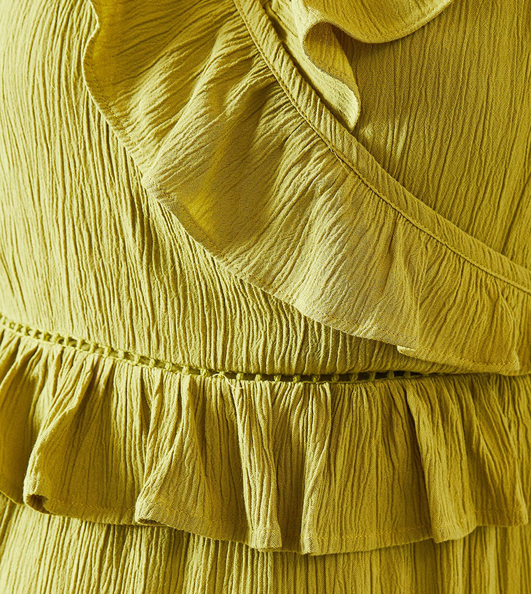 Cheesecloth Ruffle Tiered Midaxi Dress
