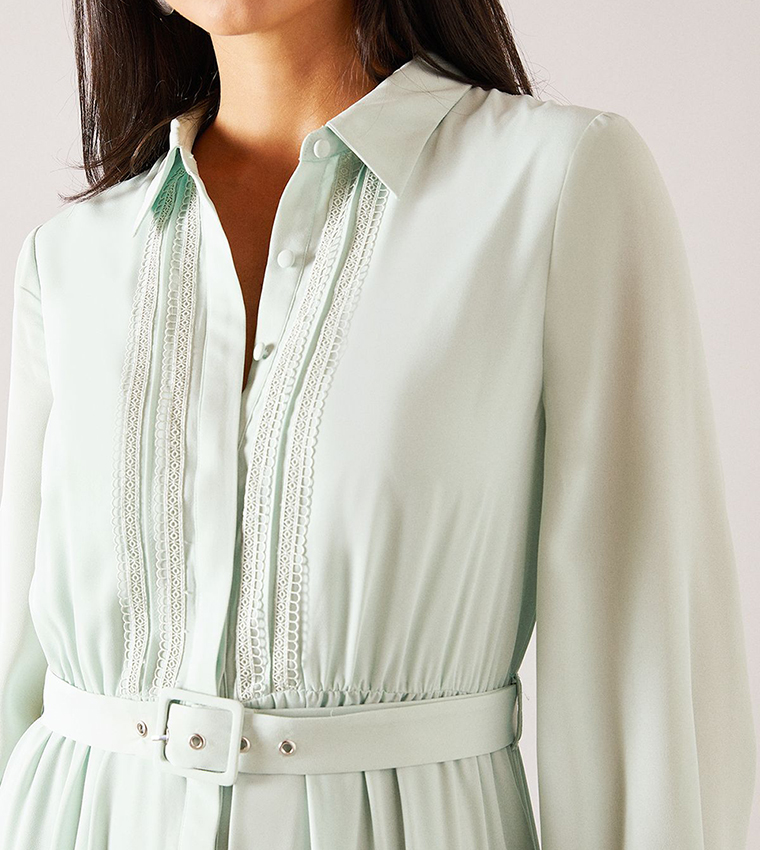 فستان قميص ميداكسي بحزام 