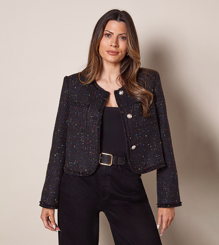 Trim Detail Boucle Edge to Edge Jacket