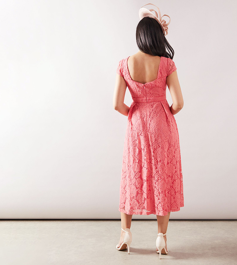Petite Lace Sweetheart Neck Midaxi Dress