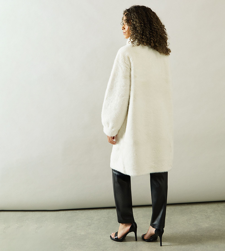 Faux Fur Double Breasted Coat