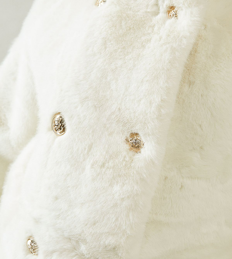 Faux Fur Double Breasted Coat