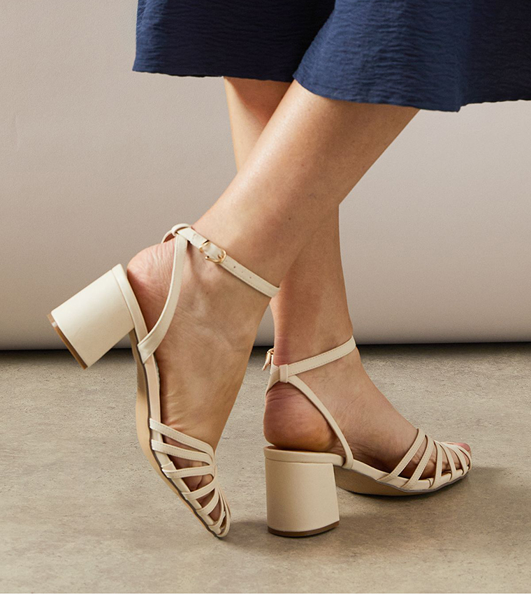 Maris Caged Front Ankle Strap Block Heel Sandals