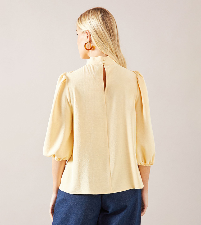 Petite Woven Twist Neck Top