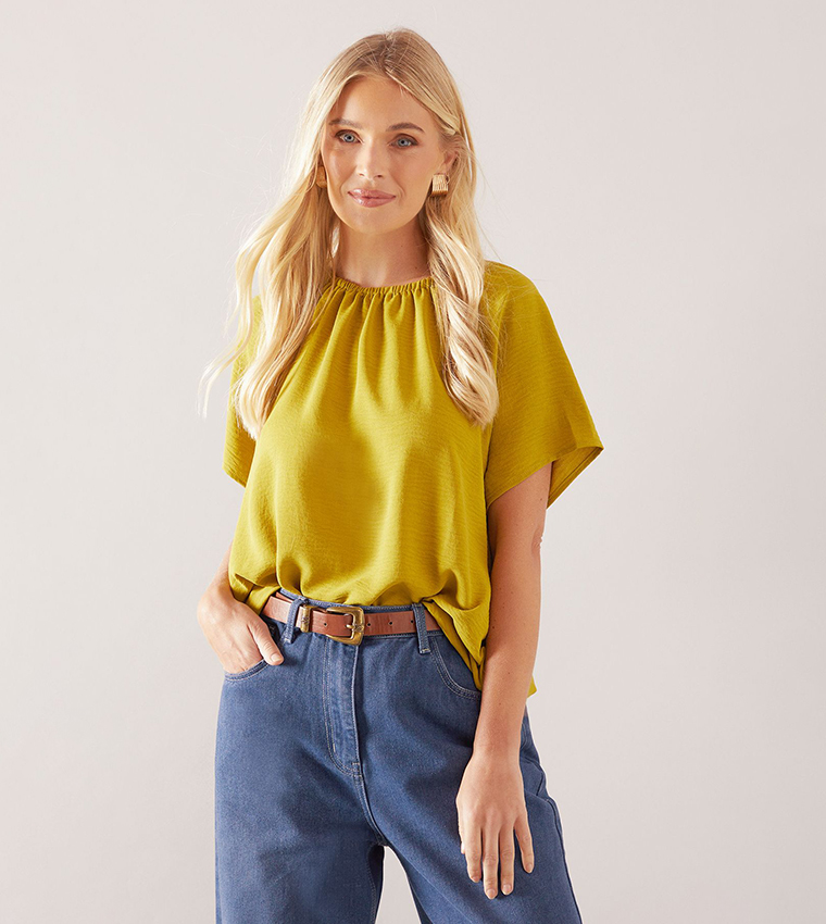 Petite Bubble Hem Short Sleeves Top