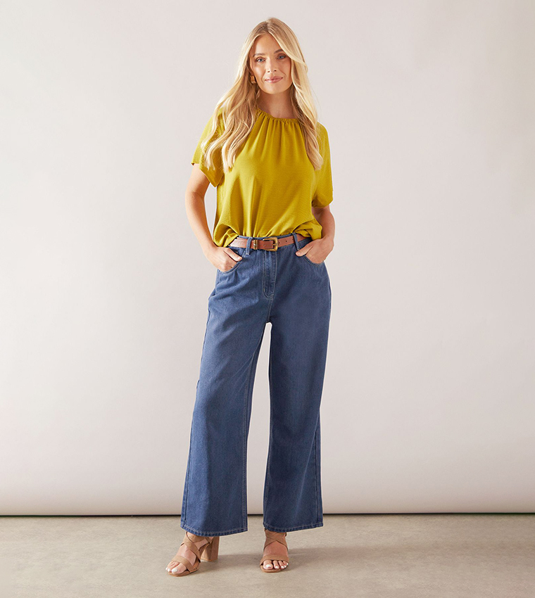 Petite Bubble Hem Short Sleeves Top