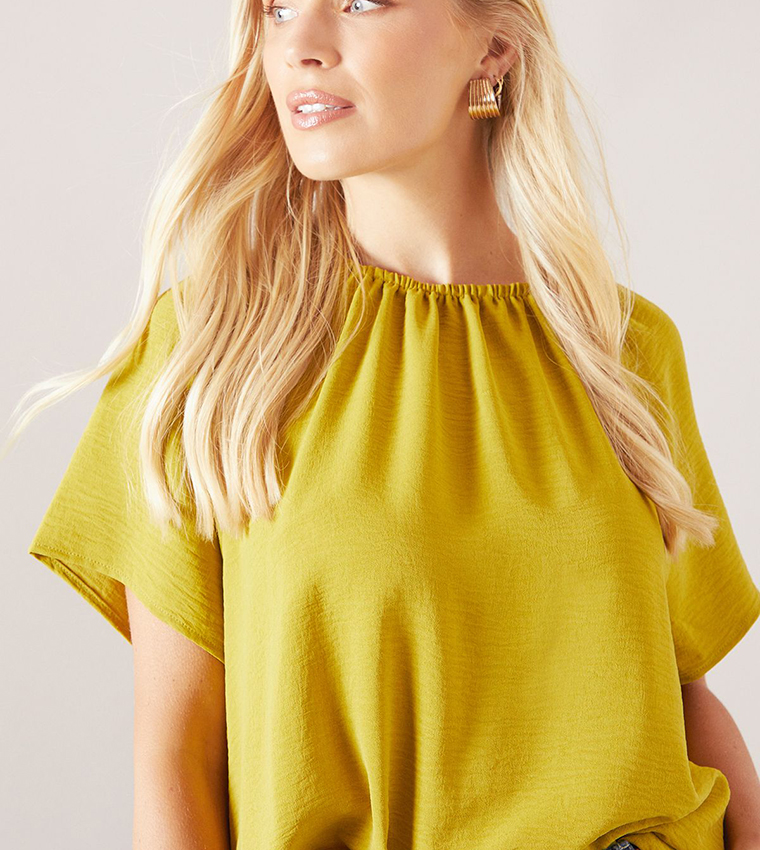 Petite Bubble Hem Short Sleeves Top