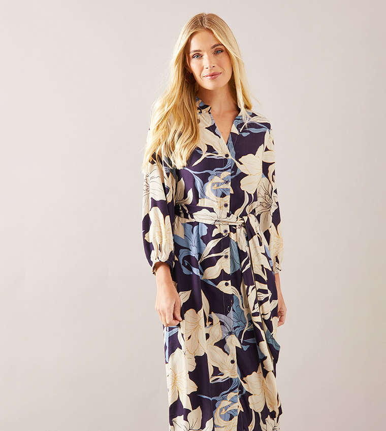 Petite Floral Printed High-Low Hem Dress