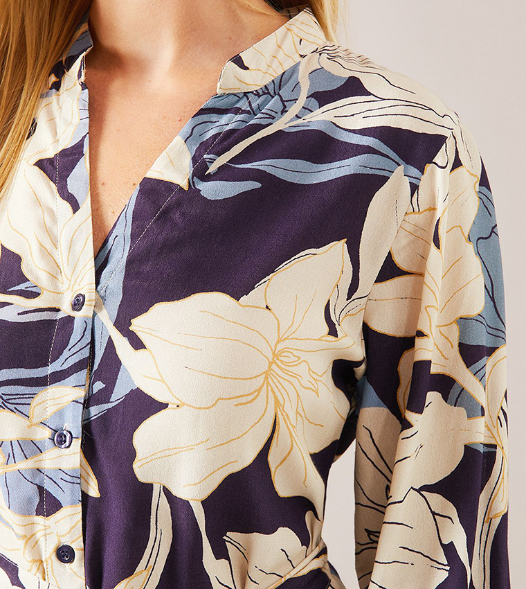 Petite Floral Printed High-Low Hem Dress