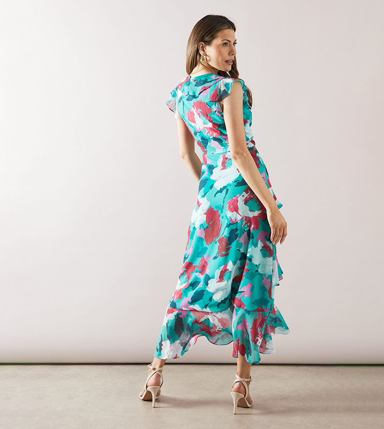 Floral Print Ruffle Tiered Midi Dress