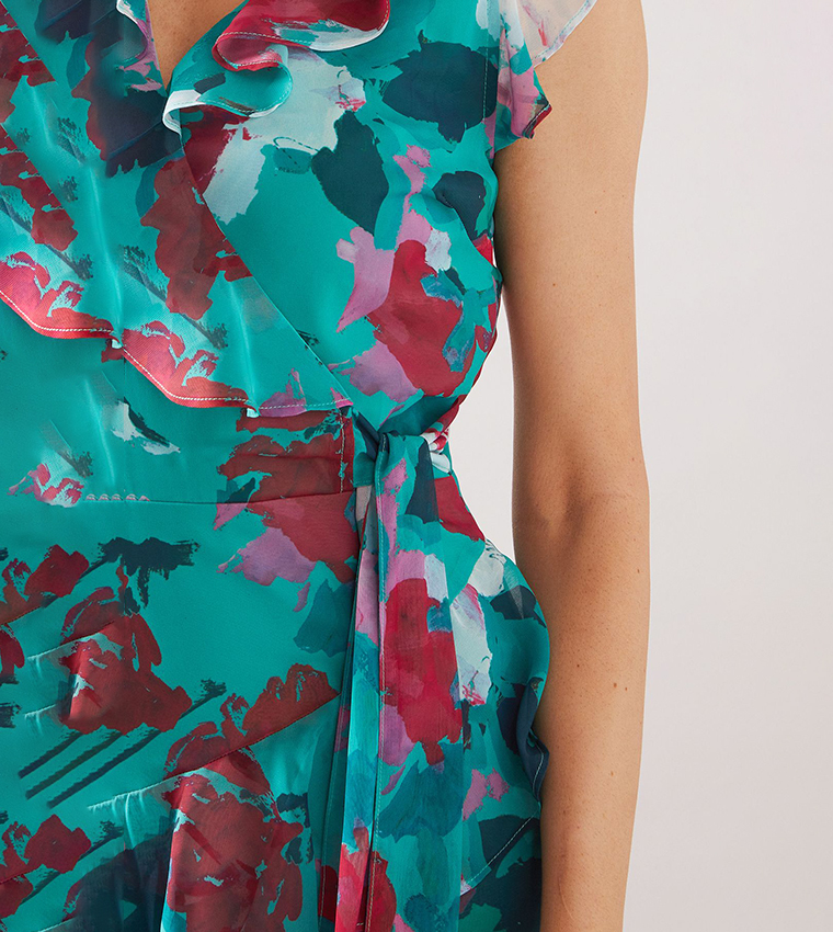 Floral Print Ruffle Tiered Midi Dress