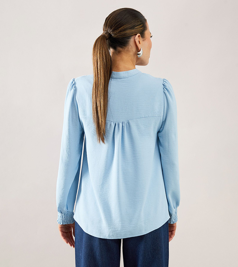 Pleated Long Sleeves Top
